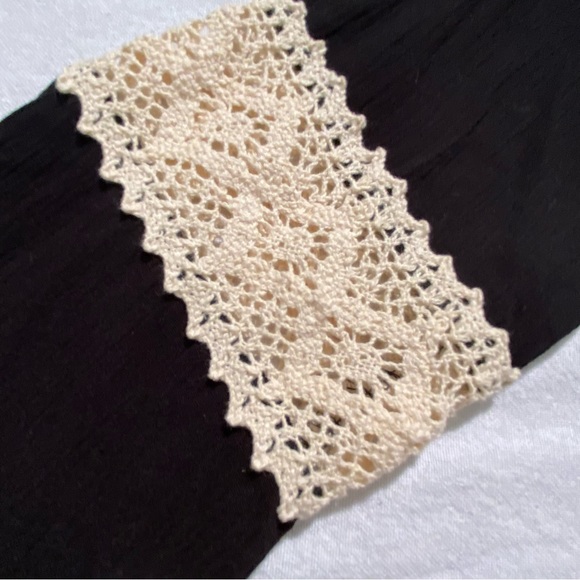 R n B NWT Black Baby Doll Peasant Boho Dress Bell Sleeves Crochet, Size M - Picture 5 of 15